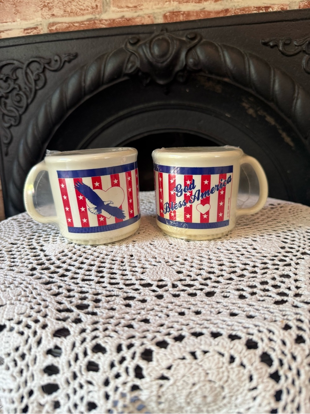 1991 Patriotic 'God Bless America' Melamine Mugs - Red & Blue (Set of 2)